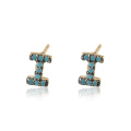 94994 xuping guangzhou jewelry market current letter i stud earring fake gold women jewellery